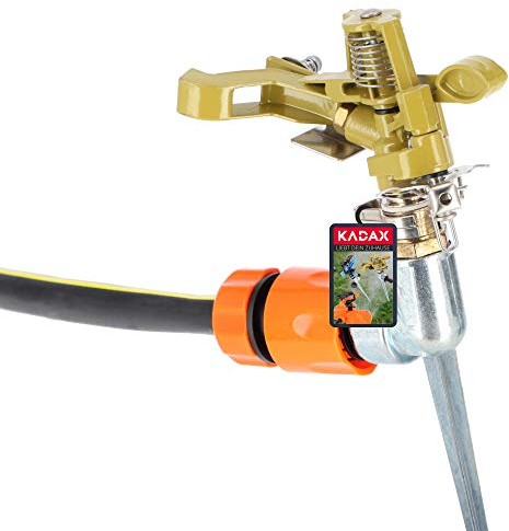 Arroseur à Impulsion KADAX en Plastique ABS, Irrigation, arroseur, arroseur à Impulsion avec régulation à 360 degrés, arroseur pour Jardin, arroseur pour pelouse (Or)