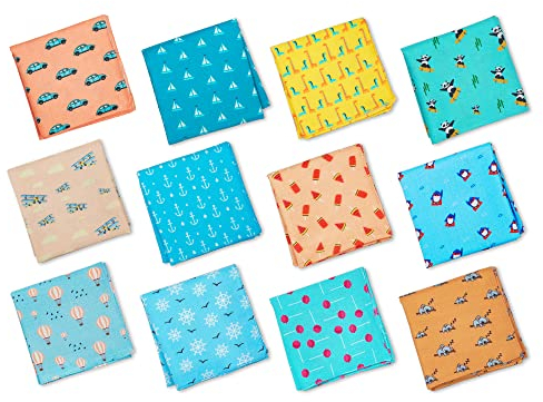 Hexafun Unisex-Taschentuch, 100 % reine Bio-Baumwolle, Größe L, Reisen + Meer + Meer + Tier (mehrfarbig), Groß