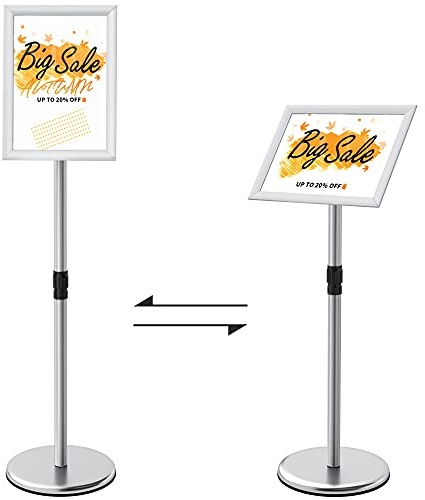 AllesCosy® Infoständer Höhenverstellbar Edelstahl Informationsständer DIN A3 420x297mm Plakatständer Präsentationsständer Werbeständer (Silber, A3)
