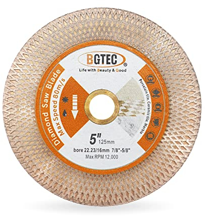 BGTEC Disco Diamantato corte Porcelanico - 125MM Lame Diamantate Taglio bilaterale con griglia a X per Porcellana, Granito, Ceramica, Quarzo e Marmo