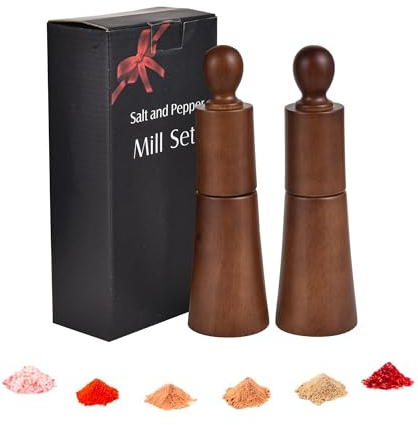 IMEEA Macinasale e pepe, set di 2 macinaspezie in legno con meccanismo regolabile in ceramica Pepper Grinder Pepper Grinder Macina sale peperoncino sale sale marino grani di pepe