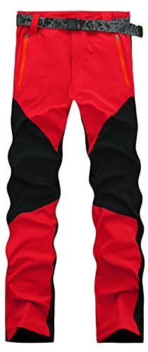 Youthful flying Pantalones Trekking Hombre Impermeable Pantalones de Escalada Senderismo Ligero Secado Rápido Transpirable(Size:XS.G,Color:Rojo)