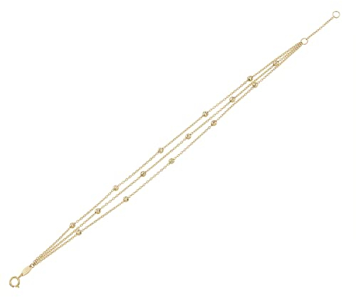JC Schmuck | Damen Kugel-Armband 585 Gelbgold I Kügelchen Armband runde Kugel Goldarmband Kugelkette Kugelarmband Goldkette Ankerkette | Länge 22 cm | 8430