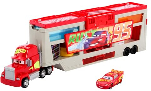 Mattel DISNEY Pixar Cars mobile Lackiererei Mack - Spielset mit Farbwechseleffekt, Lightning McQueen Spielzeugauto, Farbveränderung mit warmem und kaltem Wasser, für Kinder ab 4 Jahren, HPD82
