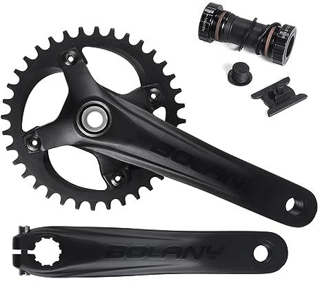 BOLANY Mountain Bike Crankset Hollow Integrated MTB Round Crankset 104 BCD 170mm Crank 32/34/36T Compatible with Shimano, SRAM, FSA (34T)