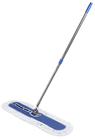 Mocio per Pavimenti Piatti, Mocio Piatto Lavapavimenti, Mocio per Pavimenti, Mop Asciutto Industriale, Rotazione a 360 gradi, per pulizia dei pavimenti in casa(110CM-Set di scopa).