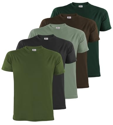 ALPIDEX T-Shirt Magliette da Uomo Confezione da 5 Girocollo 100% Cotone Manica Corta Basic Casual Tinta Unita S M L XL XXL 3XL 4XL 5XL, Taglia:L, Colore:Forest