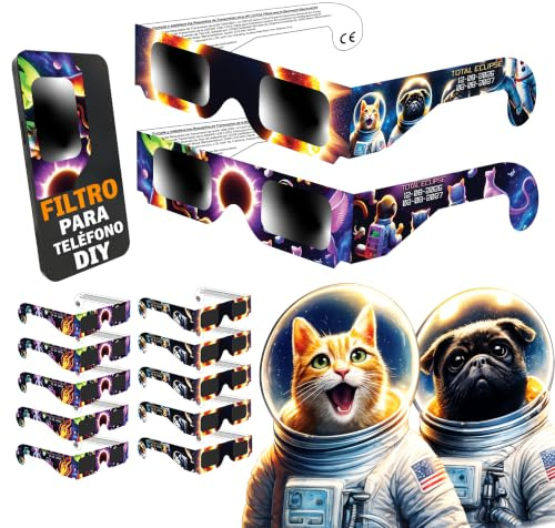 Galaxium Solförmörkelseglasögon Barn 2026 - [12-pack] Blandade Djurdesigner - AAS-godkända - ISO 12312-2 & CE-certifierade - Solförmörkelseglasögon för Pojkar & Flickor