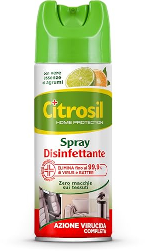 Citrosil Disinfettante Spray, Azione Virucida Completa, Elimina Fino al 99,9% di Virus e Batteri, Essenza di Agrumi, 300 ml