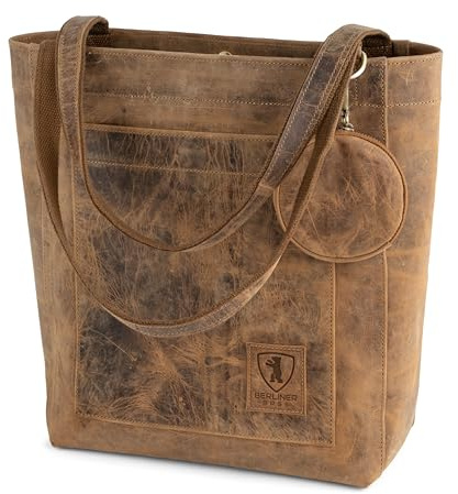 Berliner Bags Vintage Shopper Tasche Damen Seville, Henkeltasche aus Leder, Handtasche für Frauen - Braun