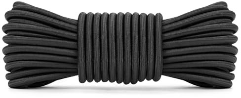 Abma Cord Tendeur Élastique 5mm 10M Corde Elastique Corde en Caoutchouc - Noir