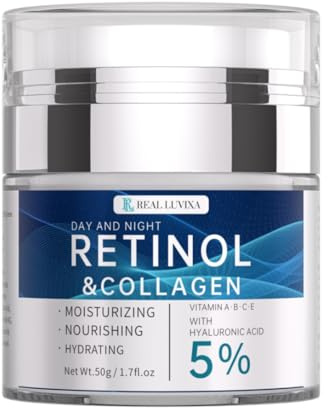 Anti, Wrinkel Crema Viso Giorno e Notte Retinolo, Collagene & Acido Ialuronico | Vitamine A, B, C, E– Idratante | Estratto di tè verde 50ml (Retinol-Collagen)
