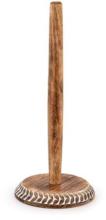 Kaizen Casa Paper Towel Holders Mango Wood Standing Rolls Holder for Kitchen, for Kitchen Counter, Dining Table, Bathroom (6 x 6x 14)