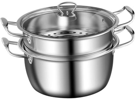 LAPYAPPE Pentola a Vapore in Acciaio Inossidabile 20cm Vaporiera Per Verdure e Doppi Manici Ergonomici Per Cottura a Vapore e Per Famiglie