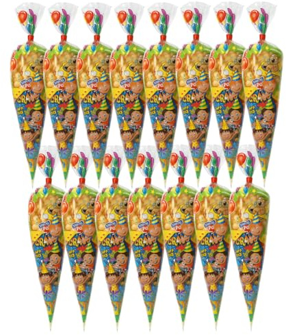 Pack 15 Conos Chuches Cumpleaños | Cucuruchos Chuches Rellenos | Bolsas Gominolas Preparadas para Fiestas Infantiles, Piñatas y Eventos.