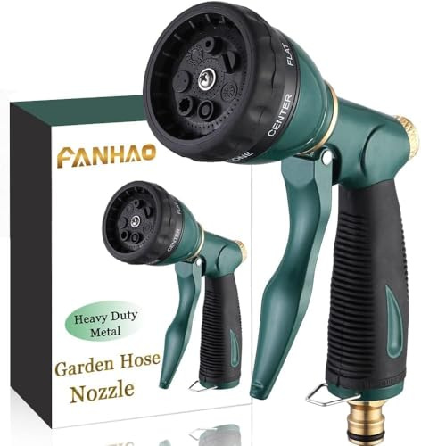 FANHAO Pistola Irrigazione Giardino in 100% metallo, 7 Modalità Regolabili, Tubo da Giardino per Irrigazione Piante, lavaggio auto e Animali Domestici