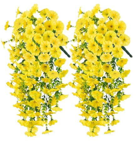 Artificiella petunia blommor för utomhusbruk 2 Stycken Faux Blommor | Utomhus Falsk Petunia Dekoration för utomhus, patio, träd, , bak, balkong, inomhus, bröllop och fest