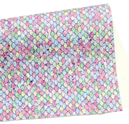 PVC konstläder glitterlakan | Flerfärgad hantverk och sömnad: 2 st Skalmönster paljetter Glitter konstläder(Color-05)