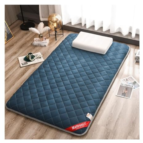Borstad Polyester Memory Foam Futon Madrass | Blå Flera storlekar Resecamping Gästsäng Sovsal Enkelsäng: hopfällbar tatamimatta(47x79in)