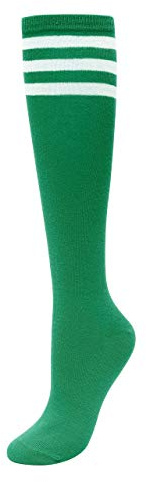CHIC DIARY Kniestrümpfe Damen Mädchen Fußball Sport Socken College Cheerleader Kostüm Strümpfe Cosplay Streifen Strumpf, Grün, Einheitsgröße