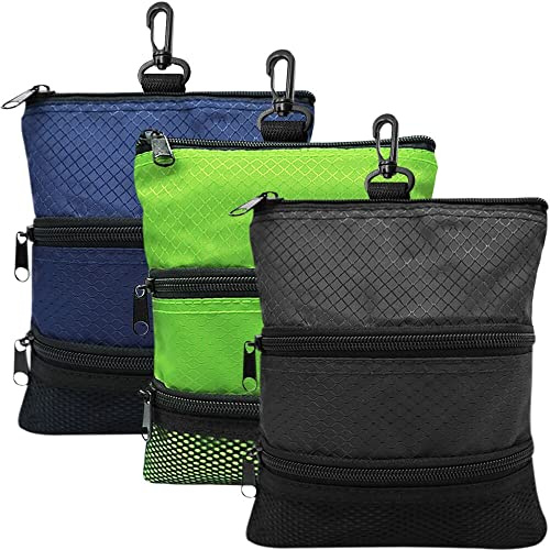 Golf Pouch Bag Ball Holder Valuable for Men Women,Golf Storage Zipper Handbag Pocket with Gear Clip Hook to Attach Bag Lightweight Portable Accessories Color Green Grey Blue (Grey)