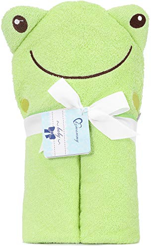 Be Mammy Kapuzenhandtuch Babyhandtuch aus Baumwolle 95cm x 95cm BE20-272-BBL (Grün - Frosch)