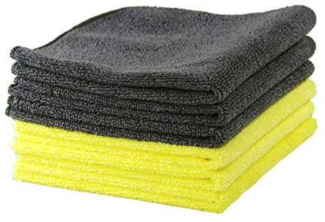 Glart - 6 Panni in Microfibra Multiuso, Dimensioni: 32 x 32 cm, Colore Giallo e Grigio, per l'utilizzo Domestico, la Cucina, il Bagno, il Giardino e l'ufficio