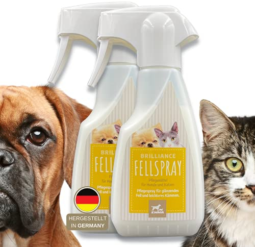 Fellpflege Spray Hund & Katze I Entfilzungsspray für Hunde Katzen Welpen 2x250ml Anti Filz Spray gegen Verfilzungen für Langhaar Fell Haare I Fellspray Hund Zum Entfilzen Kämmen & Pflege Katzenpflege
