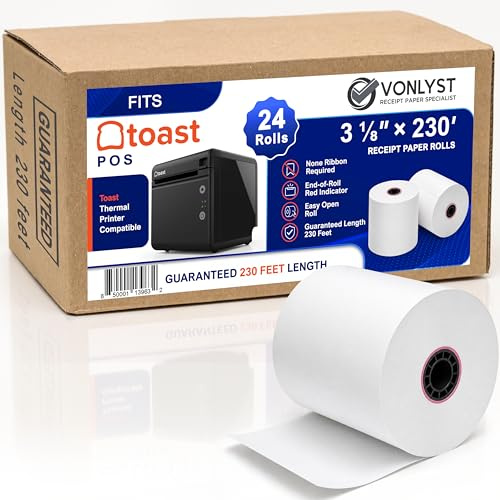 Vonlyst Thermal Printer Paper Roll for Toast TP200 Receipt Printer Point of Sale (24 rolls)