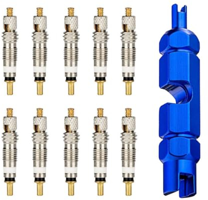 KGDUYC Fahrradventil Adapter - F11Pcs ranzösisches Ventil Sclaverandventil Ersatz Ventileinsatz Ventilkappen Fahrrad Ventil Adapter mit Ventileinsatzentfernungswerkzeug zur Fahrradreparatur