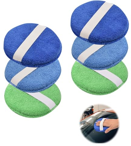 Handpolierschwamm Set, 6 Stück Auto Polierpads Auto Applikator Pads Mikrofaser Polierschwamm Auto Auto Reinigungsschwämme Polierpads Auto Wachs Applikatorpads, für Wachse, Polituren, Lackreiniger