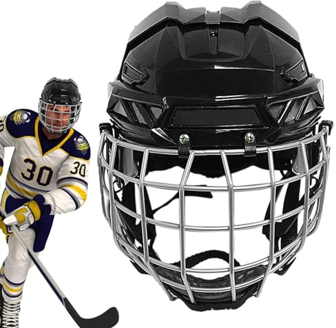 Herren-Hockey-Helme – Straßen- und Rodeo-Helme – Hockey- und Bullenreiten-Rodeo-Helme, Eishockey-Helme in Kombination mit Käfig, atmungsaktive, sichere Hockey-Schutzausrüstung für Jugendliche