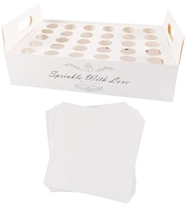 Harilla Paper Cones Box Wedding Confetti Cone Holder Box Confetti Cones Stand Box for Valentine's Day, 30 Holes White