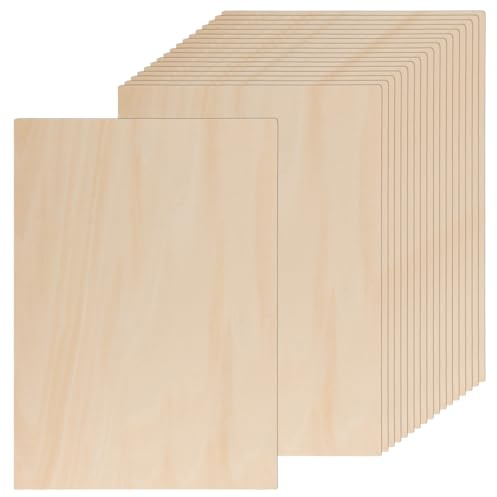GBACHOOSE 18 placas de madera contrachapada de 3 mm (+/- 0,2), 40 x 30 cm, hoja de madera de tilo, madera contrachapada rectangular para manualidades, grabado láser, modelo de bricolaje, pintura