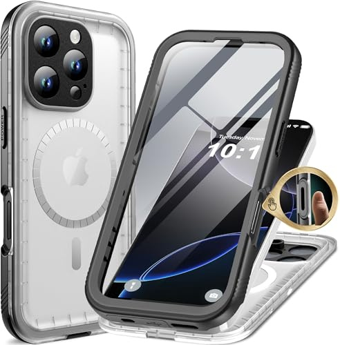 Cozycase Military Shockproof IP68 Waterproof Case for iPhone 13 Pro Compatible with MagSafe Clear Heavy Duty 360 Full Body With Screen Camera Protector Front Back Cover Dustproof Hard Tough Case