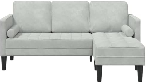 vidaXL Sofa Set mit Kissen Hellgrau 173 x 131 x 67 cm Polyester, Moderner Wohnzimmersofa-Set aus Samt, rechteckig, verstellbar, modulare Gestaltung, praktisches Sitzen