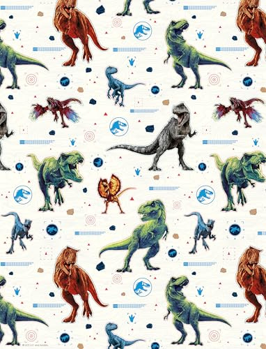 Jurassic World - Rotolo di carta da regalo, 4 m, motivo: dinosauro