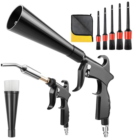 CHOLANG Pistolet de nettoyage à sec haute pression pour voiture, pistolet à air de séchage intérieur avec 2 buses pour évacuer rapidement la saleté et la poussière avec flux d'air