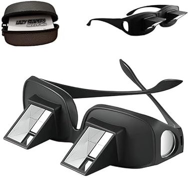 BEXTREME Prismatic Glasses for Reading or Watching Mobile Phone Lying in Bed for Men and Women Prism Glasses 90 Degrees Lazy Reader Television, Black/White, One Size