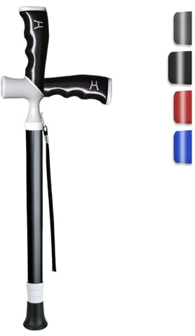 Care Parents Canne de Marche Pliante & Bâton de Randonnée 2-en-1 - Télescopique (38-96cm) et Ultra-Légère (330g) - Aluminium, Poignée Ergonomique Réglable, Embout Antidérapant (Noir)