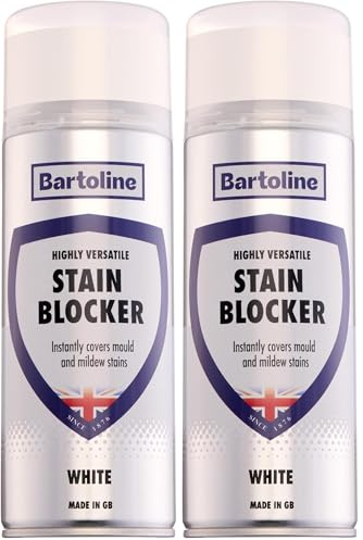 Bartoline Stain Blocker Spray 400ml Matt Finish Blocks Mould, Mildew, Damp and Grease Stains – Fast-Drying Primer or Topcoat for Walls, Ceilings, Plaster and Woodwork (Pack of 2)