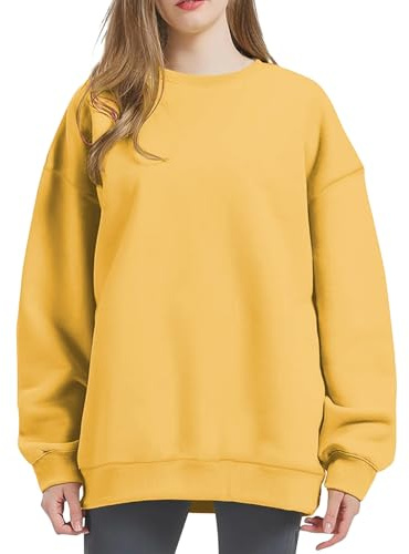 Sweat-Shirt Oversize pour Femme - Haut Femme Chic Décontracté Pull Manches Enroulables Chemise Col Rond Tops Printemps Automne Sweatshirt Couleur Unie Tops Simple Pullover