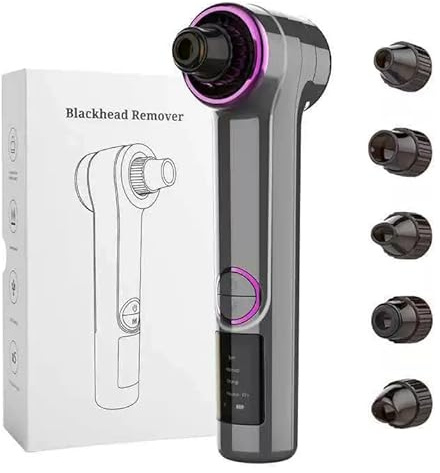 Eliminador de puntos negros con función de calefacción, Limpiador de Poros Facial y Nasal Profesional, Limpiador de Poros Con 5 Cabezales y 3 Modos para Quitar Puntos Negros Aceites