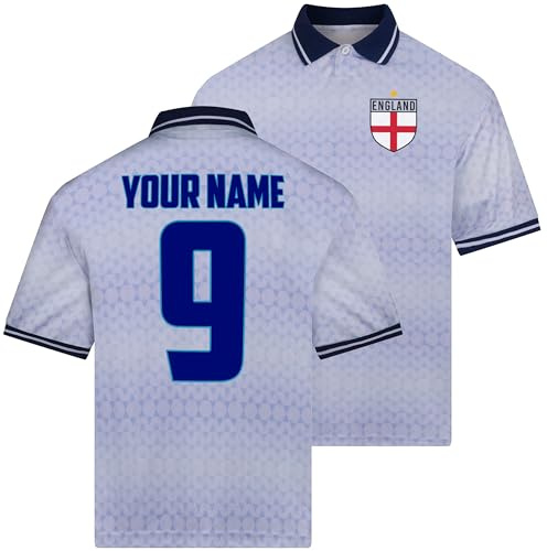 Purple Print House Custom Retro England Shirt Name and Number - Personalised Football Tshirt Fan Top for Men Dad Supporter Gift