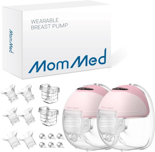 MOMMED Tire Lait, Tire Lait Electrique Main Libre avec 3 modes et 12 puissances, 24 mm Tire Lait portable anti-fuites et à faible bruit, Rechargeable, Comprend des 17/19/21 mm inserts de bride
