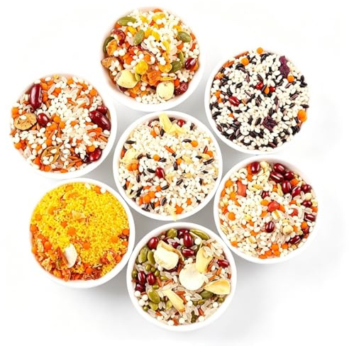 Caja De Regalo Papilla Cereales Variados Para 7 Días, 100g×7 Sobres, 28 Ingredientes Seleccionados, Sabores Diferentes, Preparación Fácil En 30 Mins (Estufa/Arrocera), Desayuno Saludable