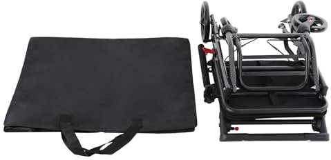 Silla de ruedas plegable ultraligera, ángulo de giro de 270° del reposabrazos, silla de ruedas de transporte para interior y exterior, silla de ruedas de viaje con freno de mano, negro