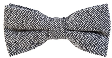 DonDon Herren Fliege 12 x 6 cm Fischgrät-Muster gebunden und stufenlos justierbar aus Baumwolle im Tweed Style grau