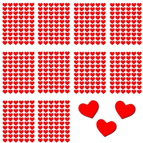 Oblique-Unique® 600 Rote Herzen Sticker Selbstkelbend I Scrapbooking Dekoration Basteln