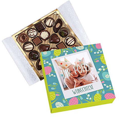 Herz & Heim® Persönliche Lindt Pralinen zum Osterfest mit Ihrem Foto und Ihren eigenen Osterwünschen